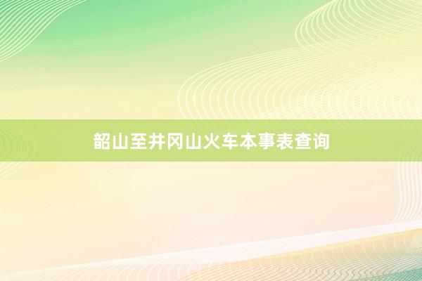 韶山至井冈山火车本事表查询
